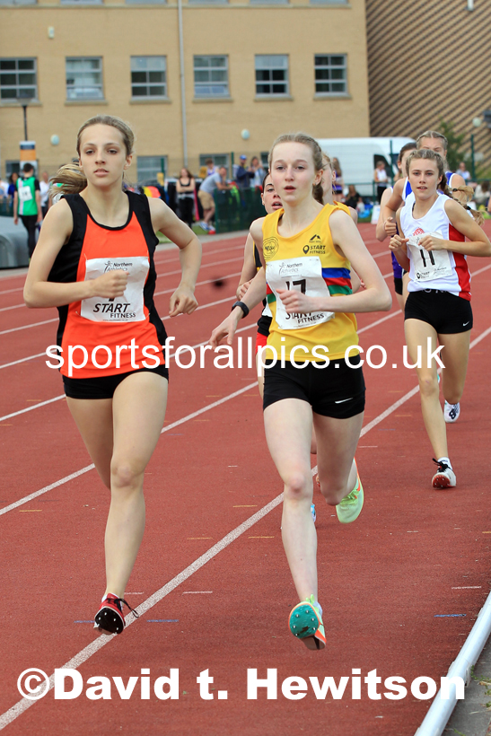 Girls Under-15s 800 metres, 2022 Northern Inter Counties U17s and U15s Track and Field, York, Thursday, June 2nd. Photo: David T. Hewitson/Sports for All Pics